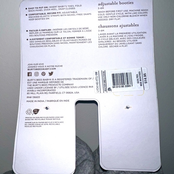 Burt's Bees Baby Gray Cozy Socks - Picture 3 of 3